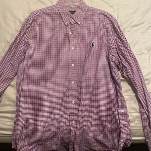 XL Red/blue checks button down shirt